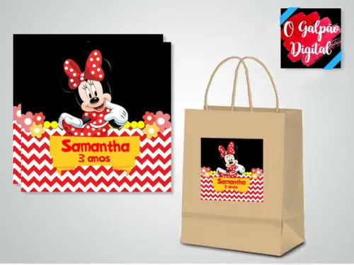 Rótulo de Sacola Kraft Minnie