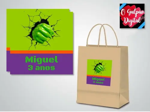 Rótulo de Sacola Kraft Hulk