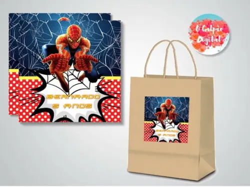 Rótulo de Sacola Kraft Homem Aranha