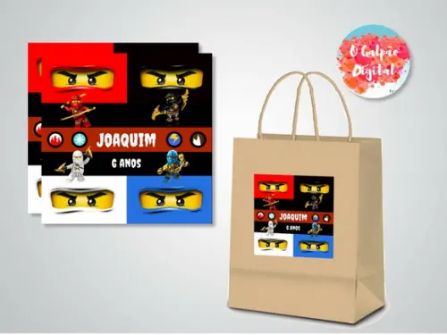 Rótulo de Sacola Kraft Ninjago