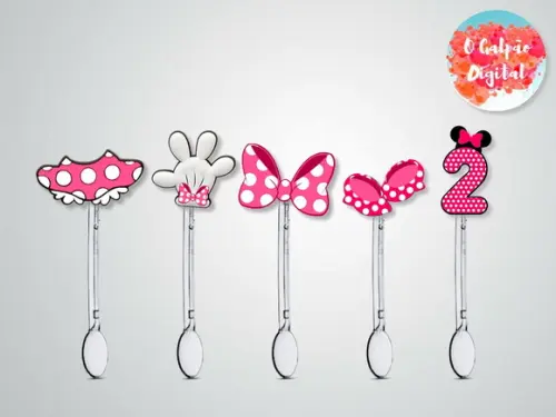 Colherzinha Decorada Minnie Rosa