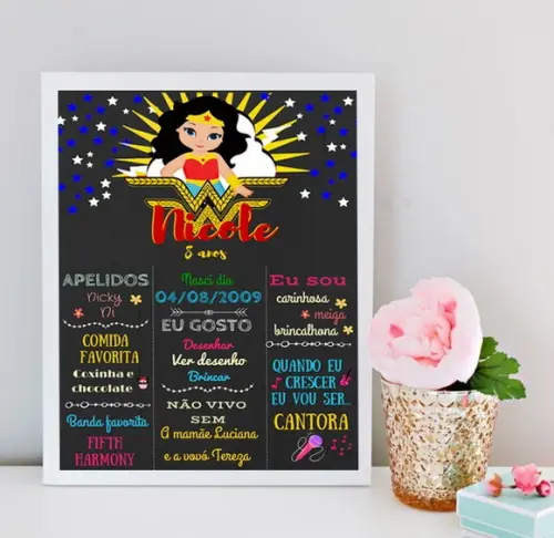 Quadro Chalkboard Mulher Maravilha