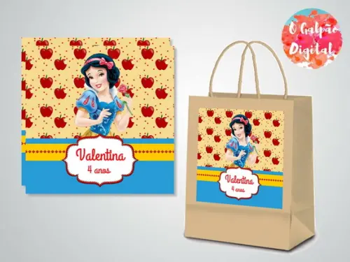 Rótulo de Sacola Kraft Branca de Neve