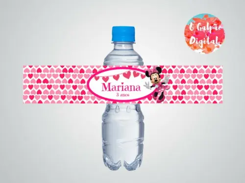 Rótulo de Garrafa Minnie Rosa