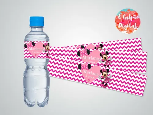 Rótulo de Garrafa Minnie Rosa