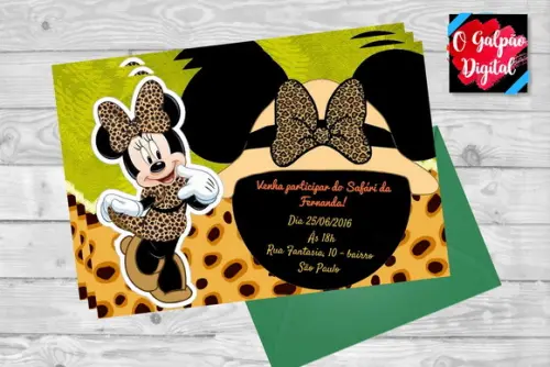 Convite Minnie Safári