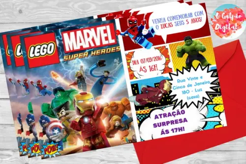 Convite Lego Marvel