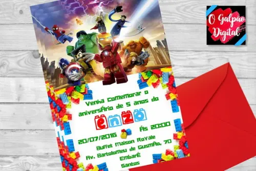 Convite Lego Marvel