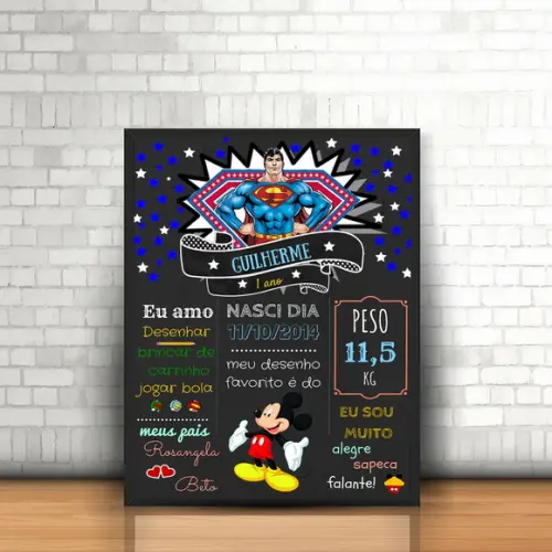 Quadro Chalkboard Super Homem