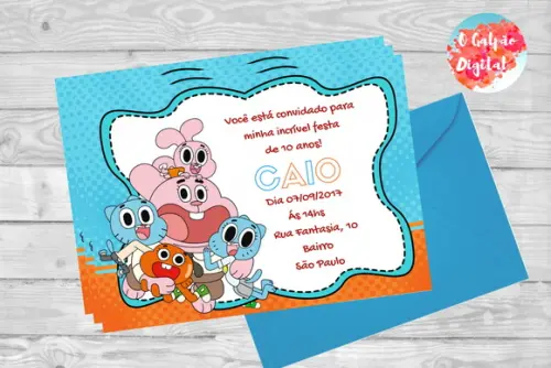 Convite O Incrível Mundo de Gumball