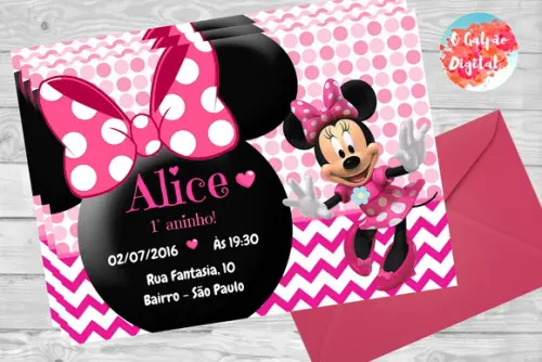 Convite Minnie Rosa