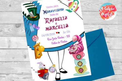 Convite Alice no Pais das Maravilhas
