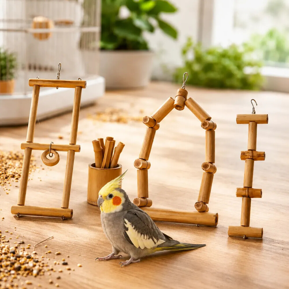 Kit De Bambu Brinquedos Para Calopsita E Outras Aves