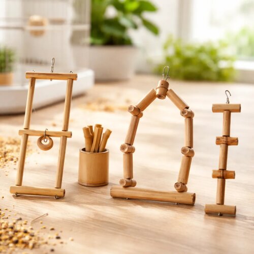 Kit De Bambu Brinquedos Para Calopsita E Outras Aves
