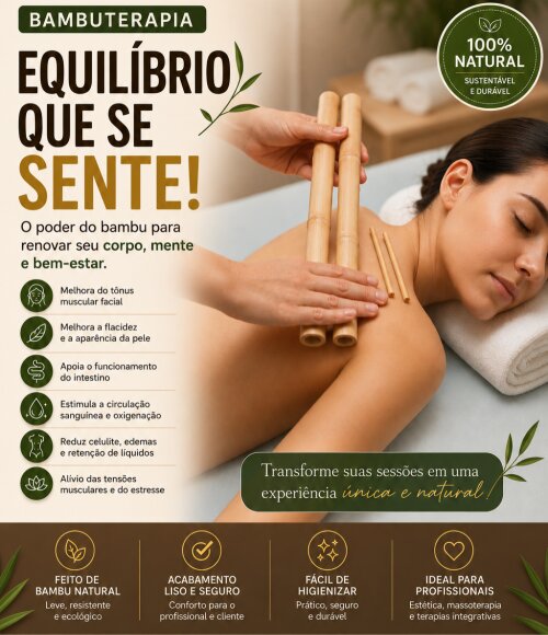 Kit Bambu Para Massagem 7 Tamanhos Bambuterapia Corporal