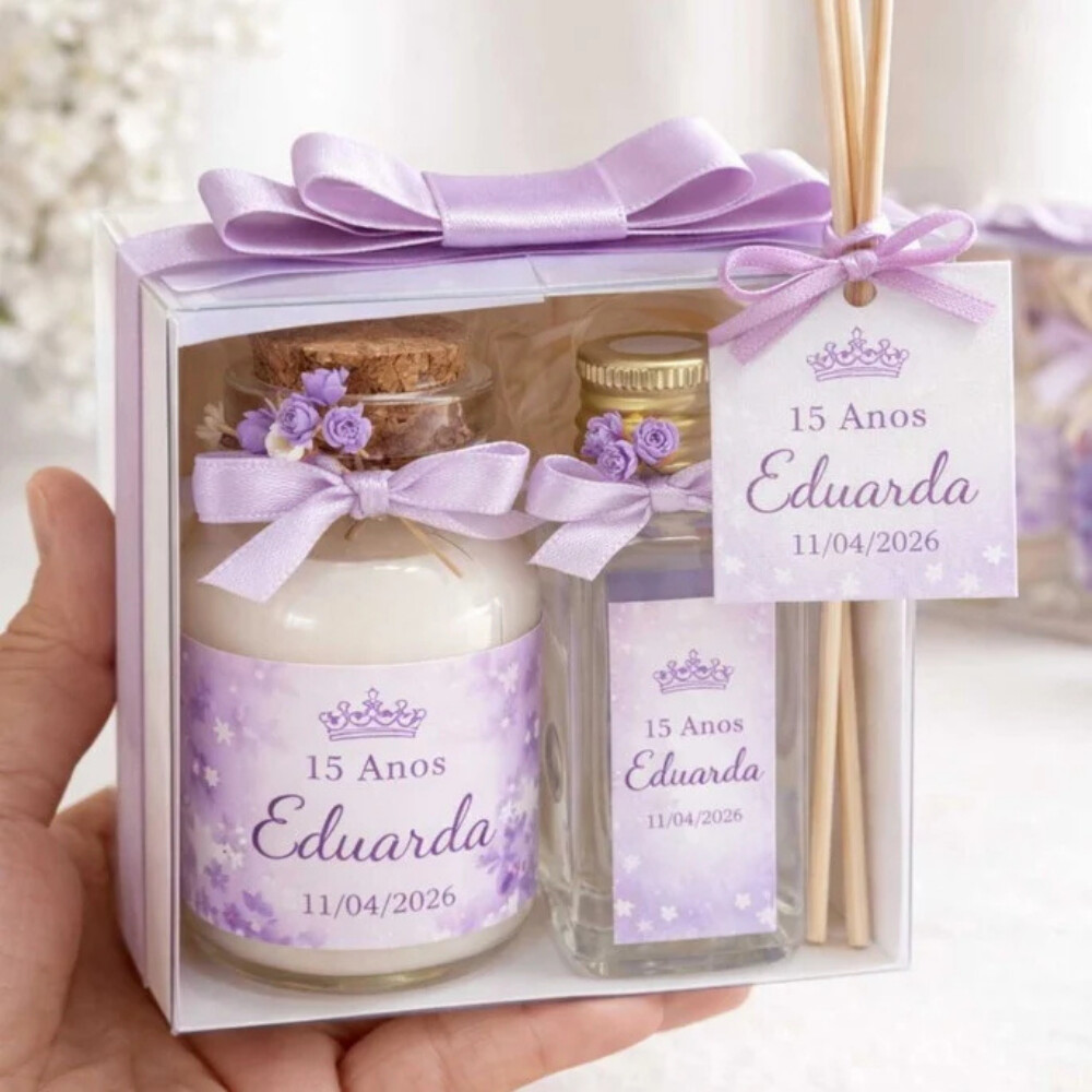 50 Kit Vela e Difusor artesanal Personalizado para Casamentos e E