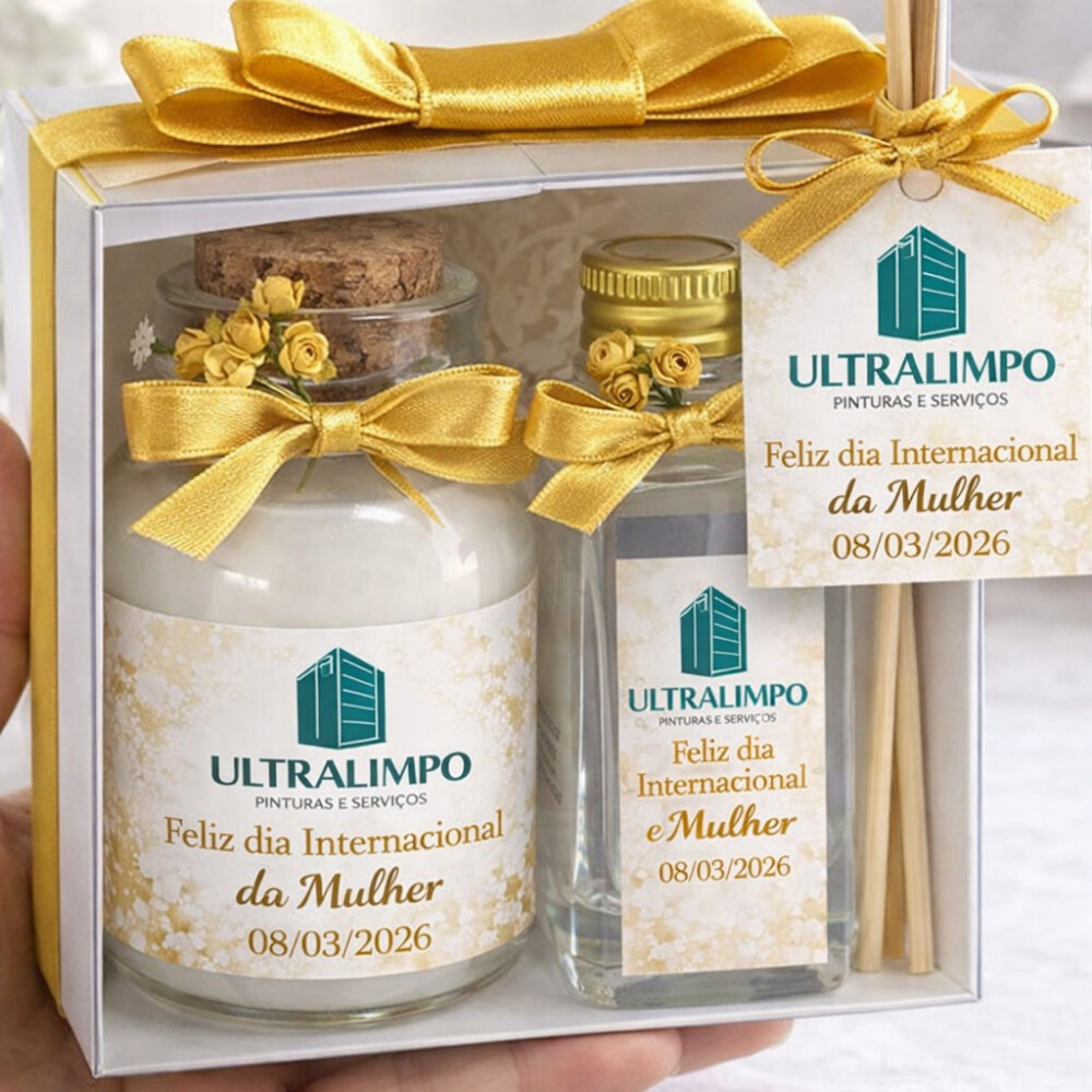 Kit Vela e Difusor artesanal Personalizado brindes corporativos e