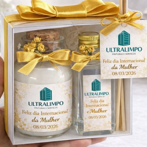 Kit Vela e Difusor artesanal Personalizado brindes corporativos e eventos