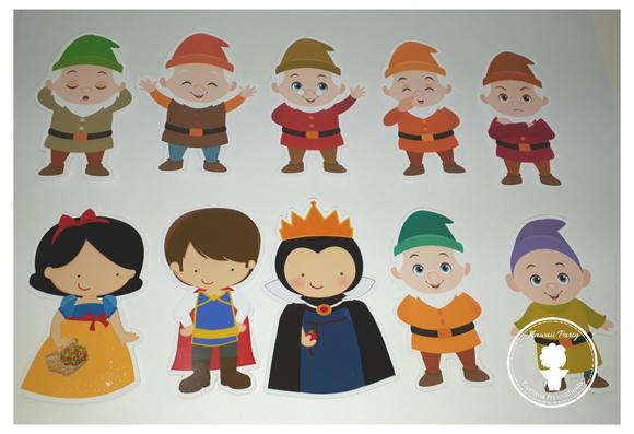 10 Apliques Branca de Neve e 7 Anoes