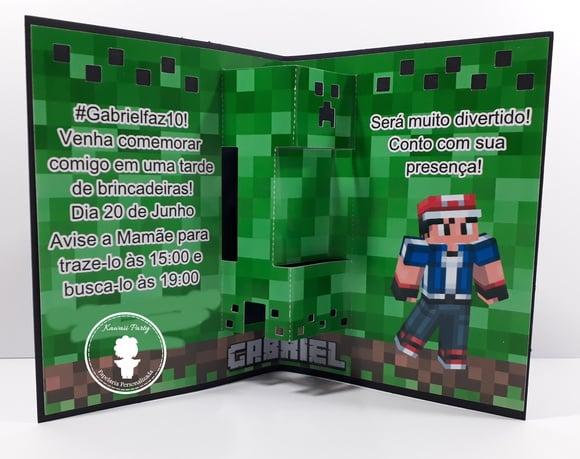 Convite Minecraft 3d