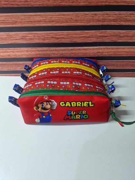 Estojo 4 Divisórias Mario Bros