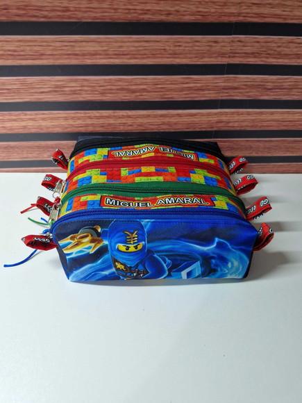 Estojo 4 Divisórias Ninjago Azul