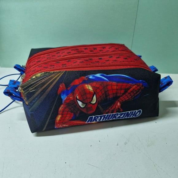 Estojo Triplo Homem Aranha + 1 Caneta