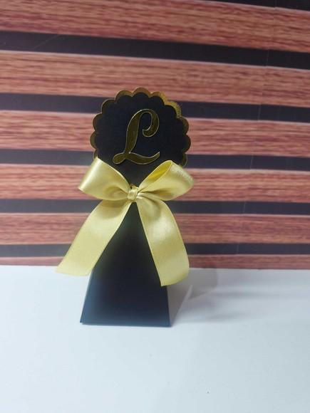 Kit 12 Caixas Preto e Dourado