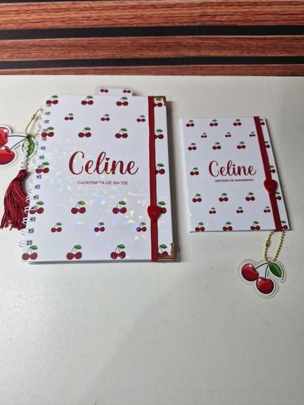Kit Caderneta de Saude e Porta Certidão Cereja