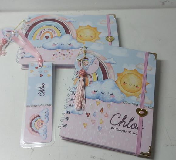 Kit Caderneta e Livro do Bebe Chuva de Amor