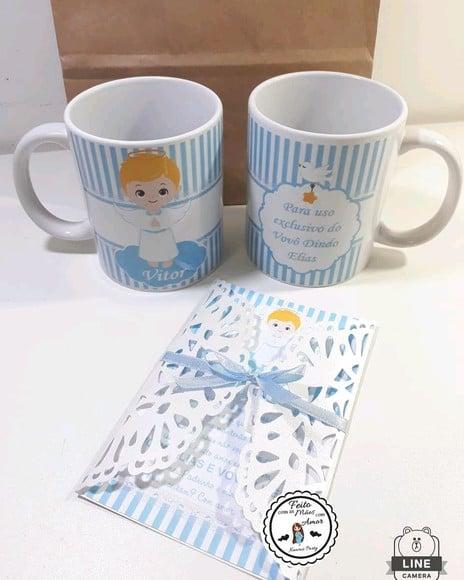 Kit Caneca Convite Batizado