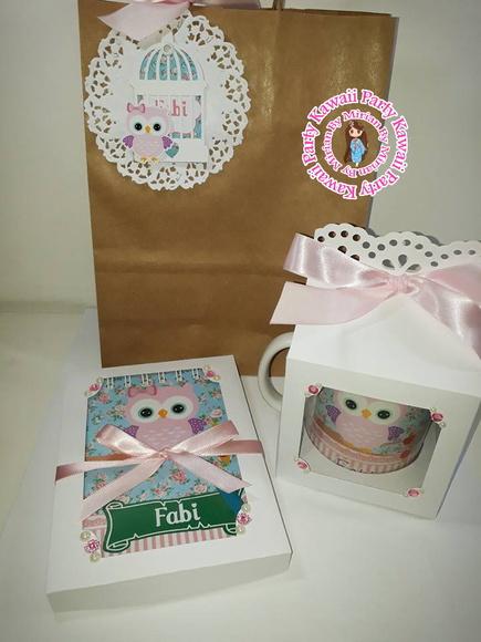 Kit Caneca e Bloquinho Personalizado Coruja