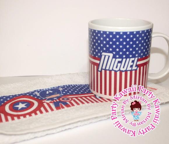 Kit caneca plastica Capitão america