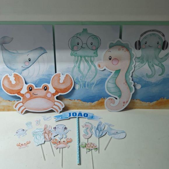 Kit Festa em Casa Fundo do Mar Aquarela