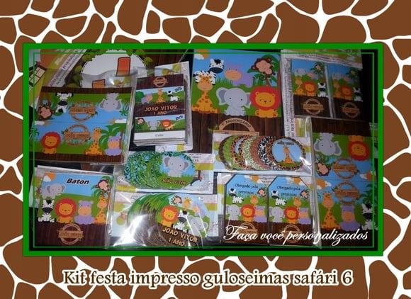 Kit festa impresso guloseimas Safári