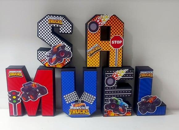 Letra 3d Hotwheels Monster Trucks