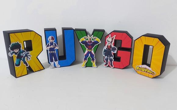 Letra 3d My Hero Academy