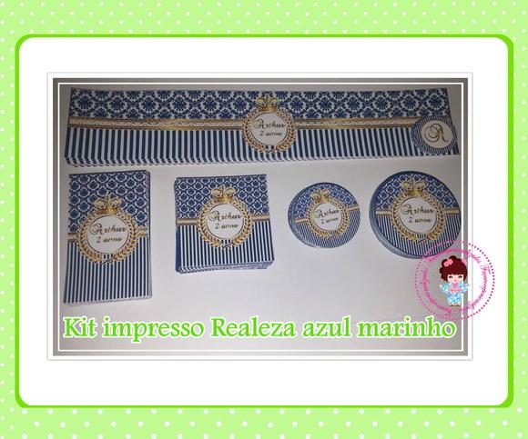 Mini kit impresso Realeza azul marinho