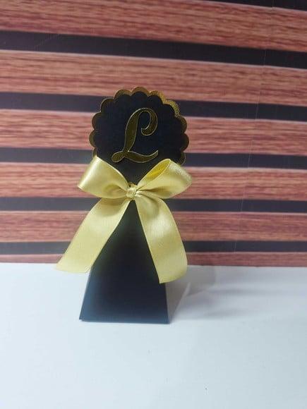 Kit 12 Caixas Preto e Dourado