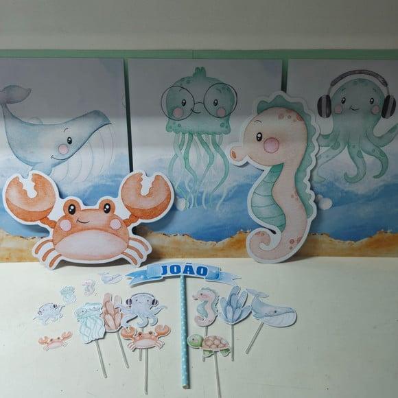 Kit Festa em Casa Fundo do Mar Aquarela