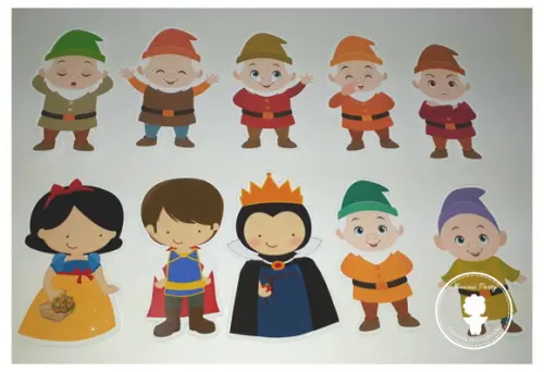 10 Apliques Branca de Neve e 7 Anoes