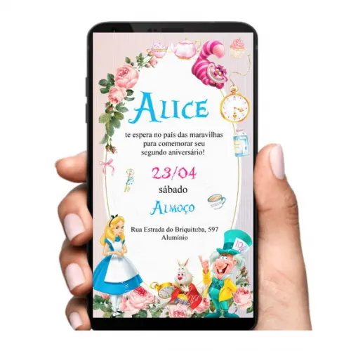 Convite Digital Alice no País das Maravilhas