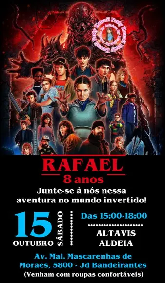 Convite Digital Stranger Things