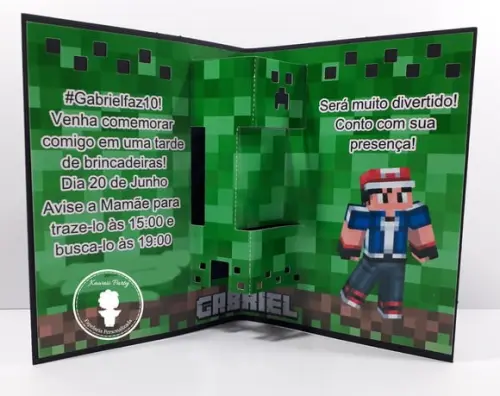 Convite Minecraft 3d