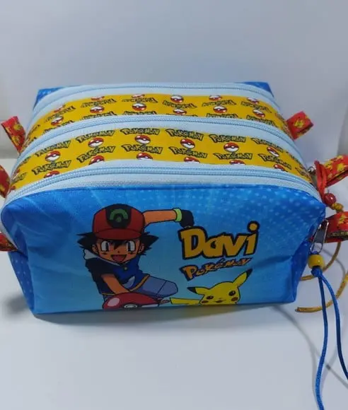 Estojo 3 Divisórias Pokemon