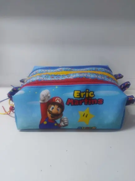Estojo Triplo Mário Bros + 1 Canetas