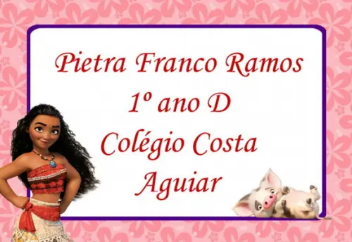 Etiquetas escolar Moana pacote 100 etiquetas.