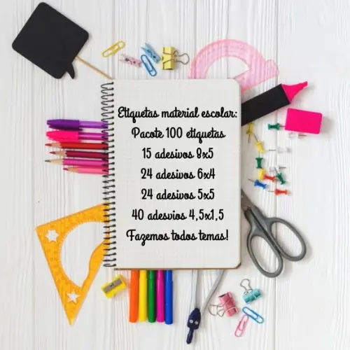 Etiquetas material escolar Hello Kitty pacote 100 etiquetas