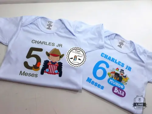 Kit Body Mesversario Menino 12 Meses + 12 Topper Cake