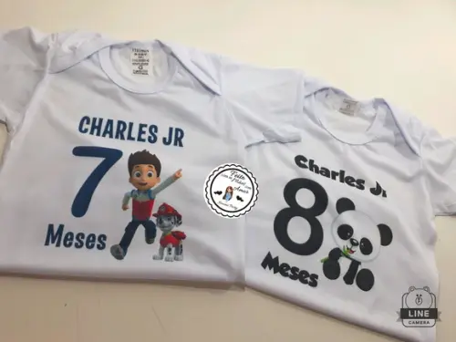 Kit Body Mesversario Menino 12 Meses + 12 Topper Cake